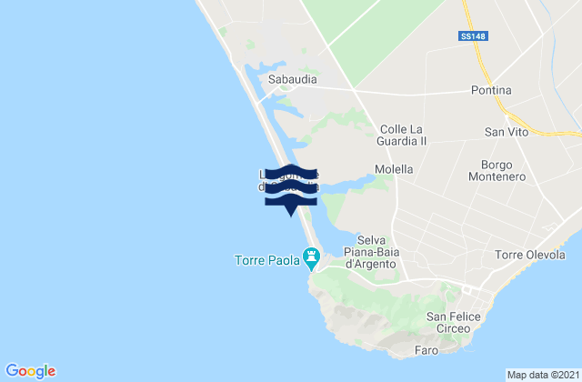 Mappa delle Getijden in Spiaggia Sabaudia, Italy