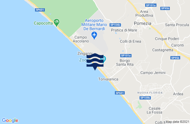 Mappa delle Getijden in Spiaggia Torvaianica, Italy