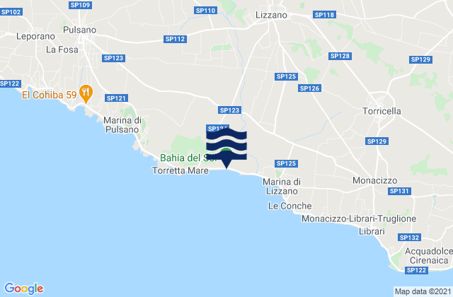 Mappa delle Getijden in Spiaggia a Taranto, Italy