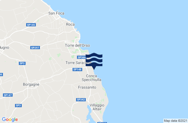 Mappa delle Getijden in Spiaggia della Punticeddha, Italy