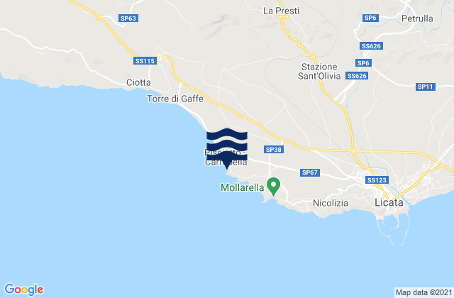 Mappa delle Getijden in Spiaggia della Rocca di San Nicola, Italy