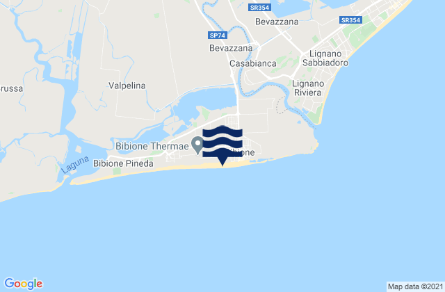 Mappa delle Getijden in Spiaggia di Bibione, Italy