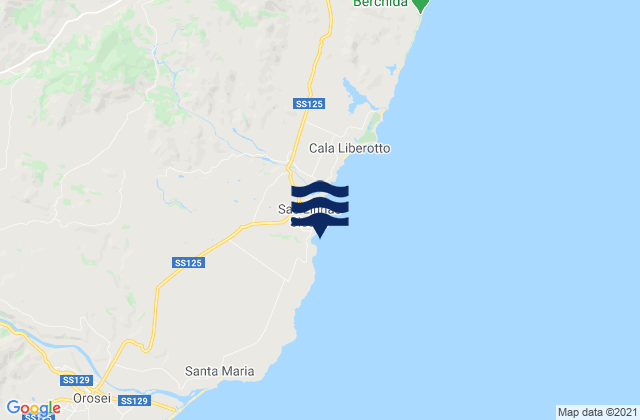 Mappa delle Getijden in Spiaggia di Cala Liberotto, Italy