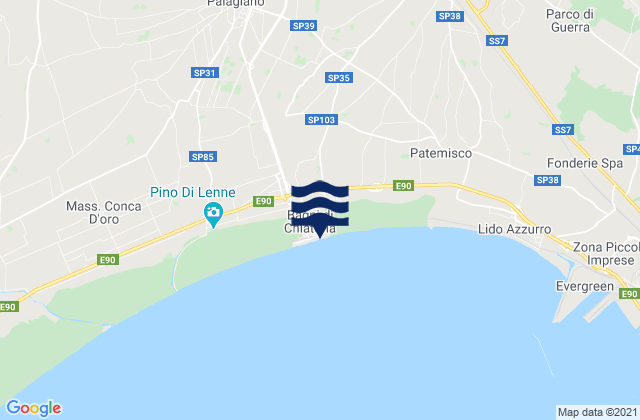 Mappa delle Getijden in Spiaggia di Chiatona, Italy