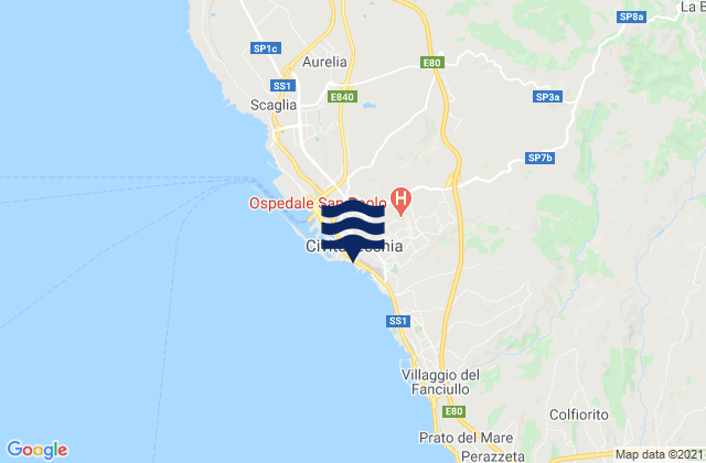 Mappa delle Getijden in Spiaggia di Civitavecchia, Italy