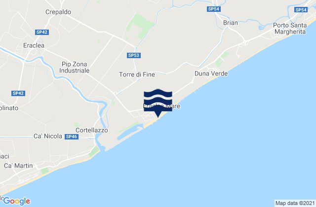 Mappa delle Getijden in Spiaggia di Eraclea Mare, Italy