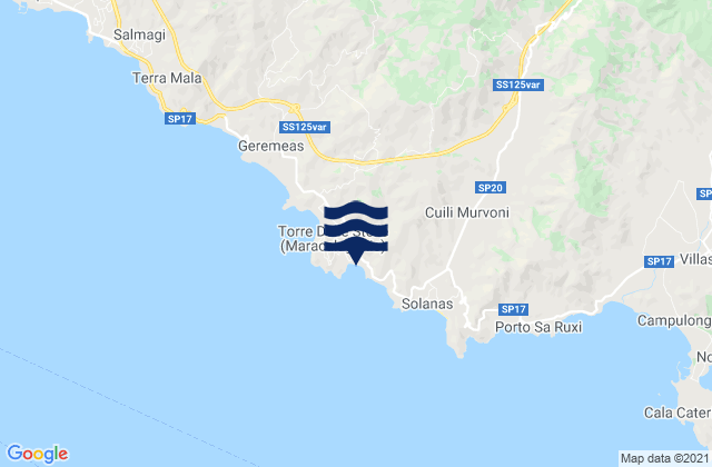 Mappa delle Getijden in Spiaggia di Genn'e Mari, Italy