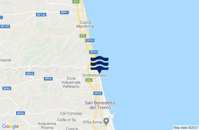 Mappa delle Getijden in Spiaggia di Grottammare, Italy