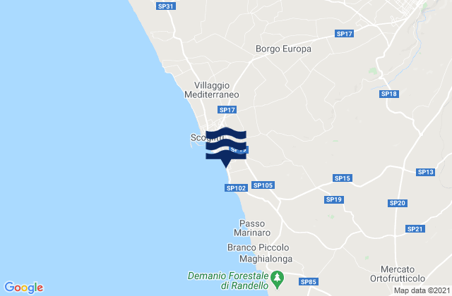 Mappa delle Getijden in Spiaggia di Kamarina, Italy