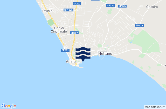 Mappa delle Getijden in Spiaggia di Lavinio, Italy