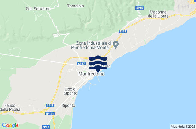 Mappa delle Getijden in Spiaggia di Manfredonia, Italy