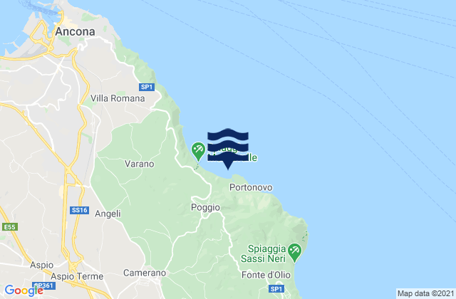 Mappa delle Getijden in Spiaggia di Portonovo, Italy