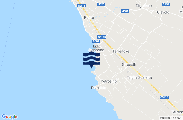 Mappa delle Getijden in Spiaggia di Punta Parrino Sibiliana, Italy
