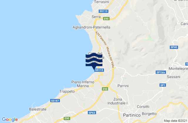 Mappa delle Getijden in Spiaggia di Salvina, Italy