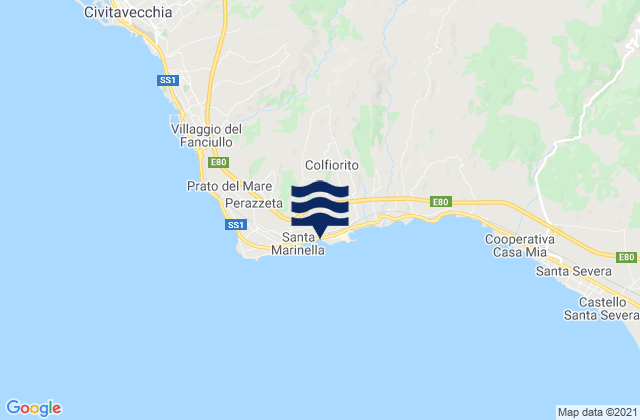 Mappa delle Getijden in Spiaggia di Santa Marinella, Italy