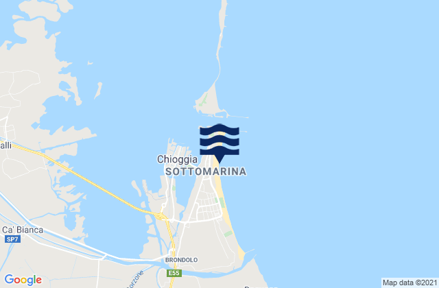 Mappa delle Getijden in Spiaggia di Sottomarina, Italy