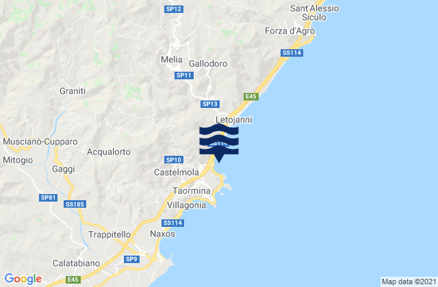 Mappa delle Getijden in Spiaggia di Spisone, Italy