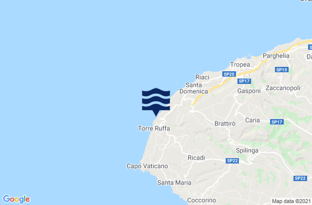 Mappa delle Getijden in Spiaggia di Turiano, Italy