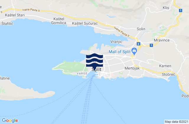 Mappa delle Getijden in Split, Croatia