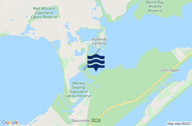 Mappa delle Getijden in Spoon Bay, Australia