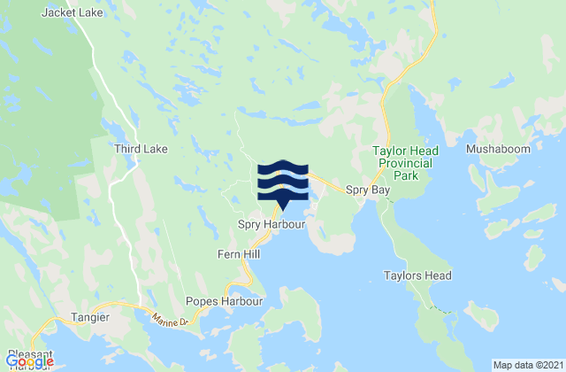 Mappa delle Getijden in Spry Harbour, Canada