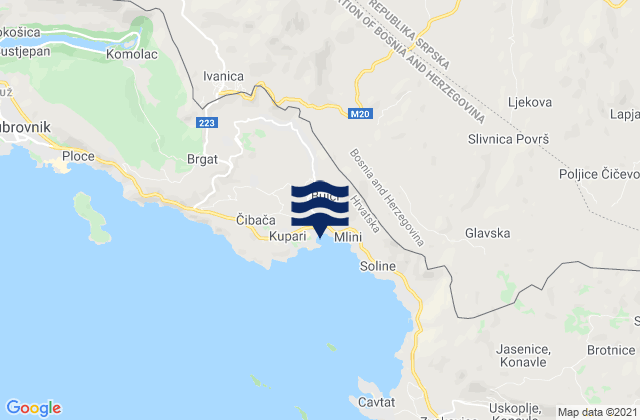 Mappa delle Getijden in Srebreno, Croatia