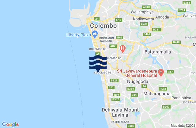 Mappa delle Getijden in Sri Jayewardenepura Kotte, Sri Lanka