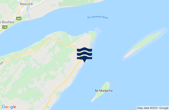 Mappa delle Getijden in St-Francois, Canada