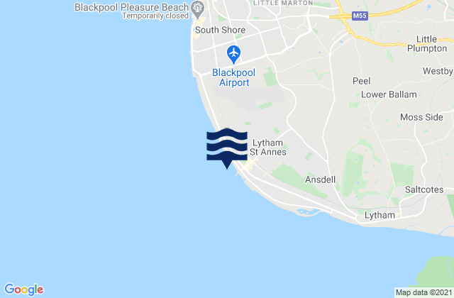 Mappa delle Getijden in St Annes Beach, United Kingdom