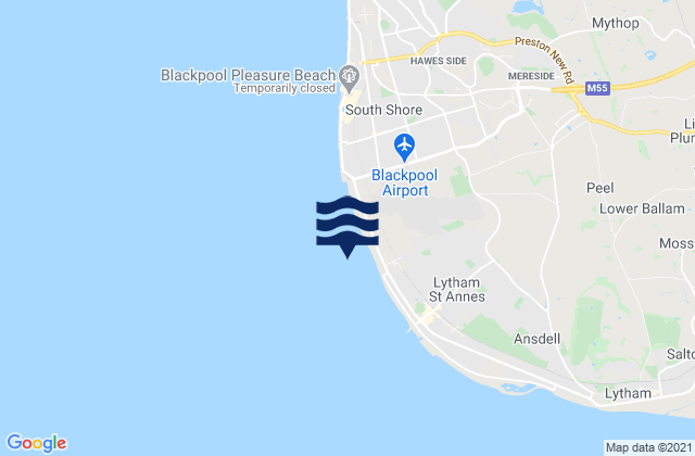 Mappa delle Getijden in St Annes North Beach, United Kingdom