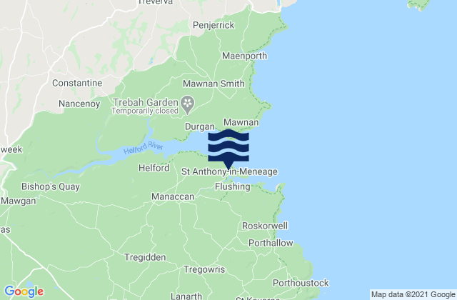 Mappa delle Getijden in St Anthony In Meneage Beach, United Kingdom