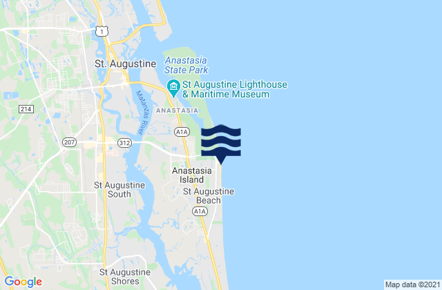 Mappa delle Getijden in St Augustine Beach Pier, United States