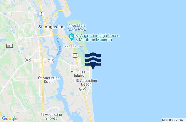Mappa delle Getijden in St Augustine Beach, United States