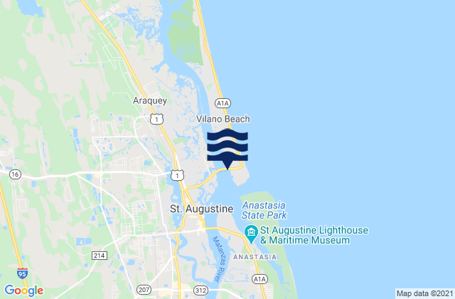 Mappa delle Getijden in St Augustine Pier, United States