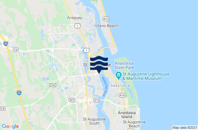 Mappa delle Getijden in St Augustine city dock, United States