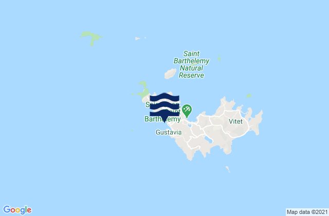 Mappa delle Getijden in St Barthelemy, U.S. Virgin Islands