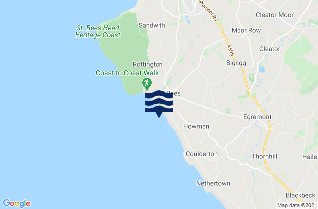 Mappa delle Getijden in St Bees Beach, United Kingdom