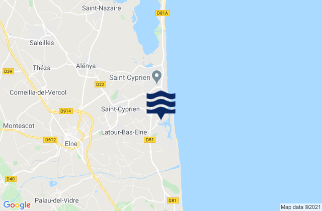 Mappa delle Getijden in St Cyprien, France