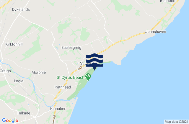 Mappa delle Getijden in St Cyrus Beach, United Kingdom