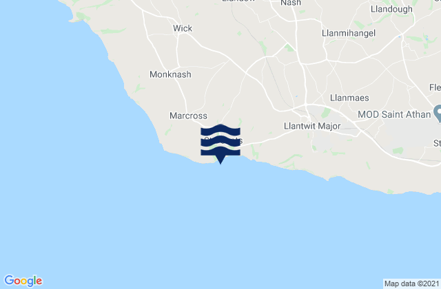 Mappa delle Getijden in St Donat's Bay, United Kingdom