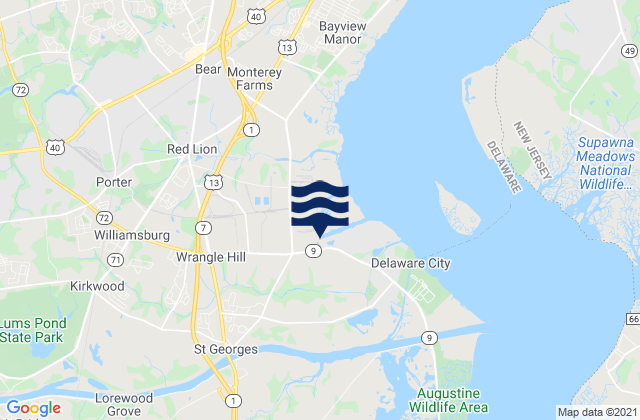 Mappa delle Getijden in St Georges Delaware, United States