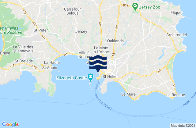 Mappa delle Getijden in St Helier Jersey Island, France