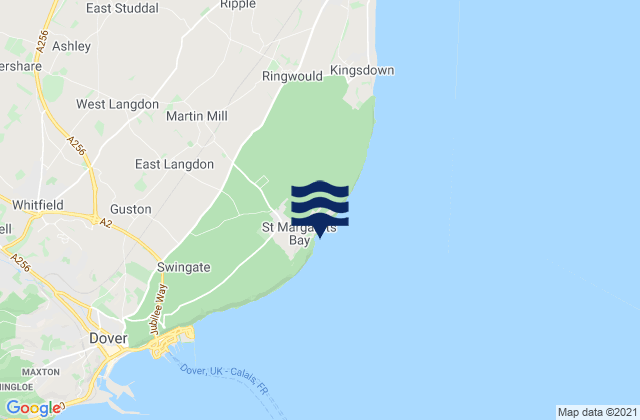 Mappa delle Getijden in St Margarets Bay Beach, France