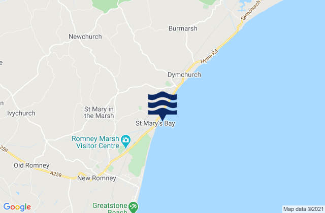 Mappa delle Getijden in St Marys Bay Sands Beach, United Kingdom
