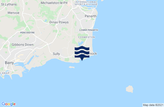Mappa delle Getijden in St Marys Well Bay Beach, United Kingdom