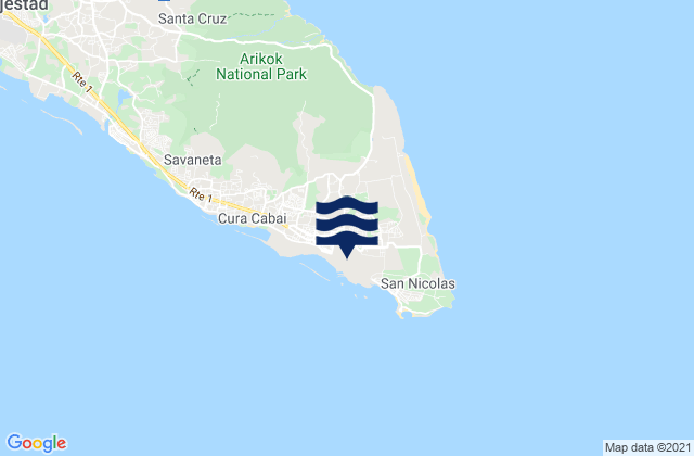 Mappa delle Getijden in St Nicolaas Bay Aruba, Venezuela