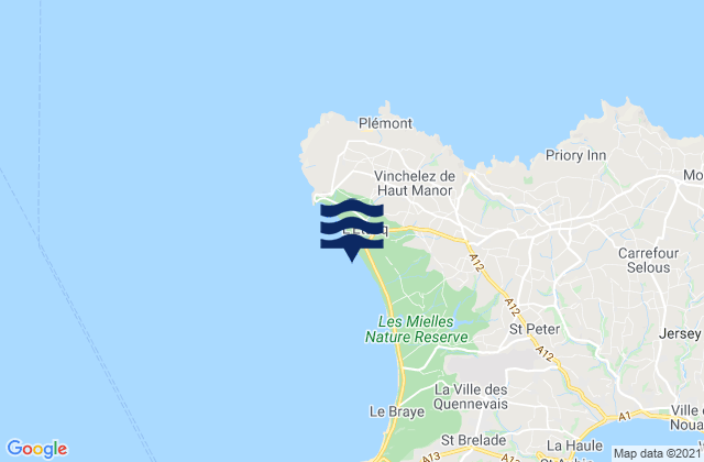 Mappa delle Getijden in St Ouen Bay Beach, France