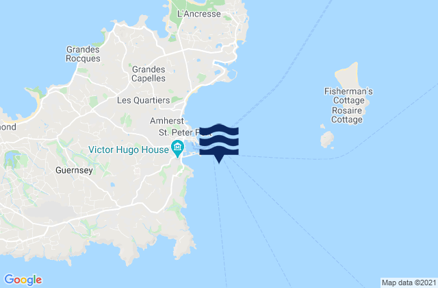 Mappa delle Getijden in St Peter Port Guernsey Island, France