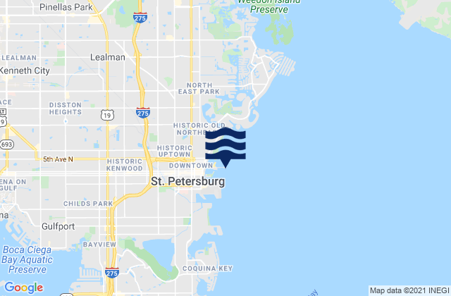 Mappa delle Getijden in St Petersburg, United States