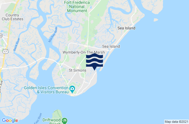 Mappa delle Getijden in St Simons Island, United States